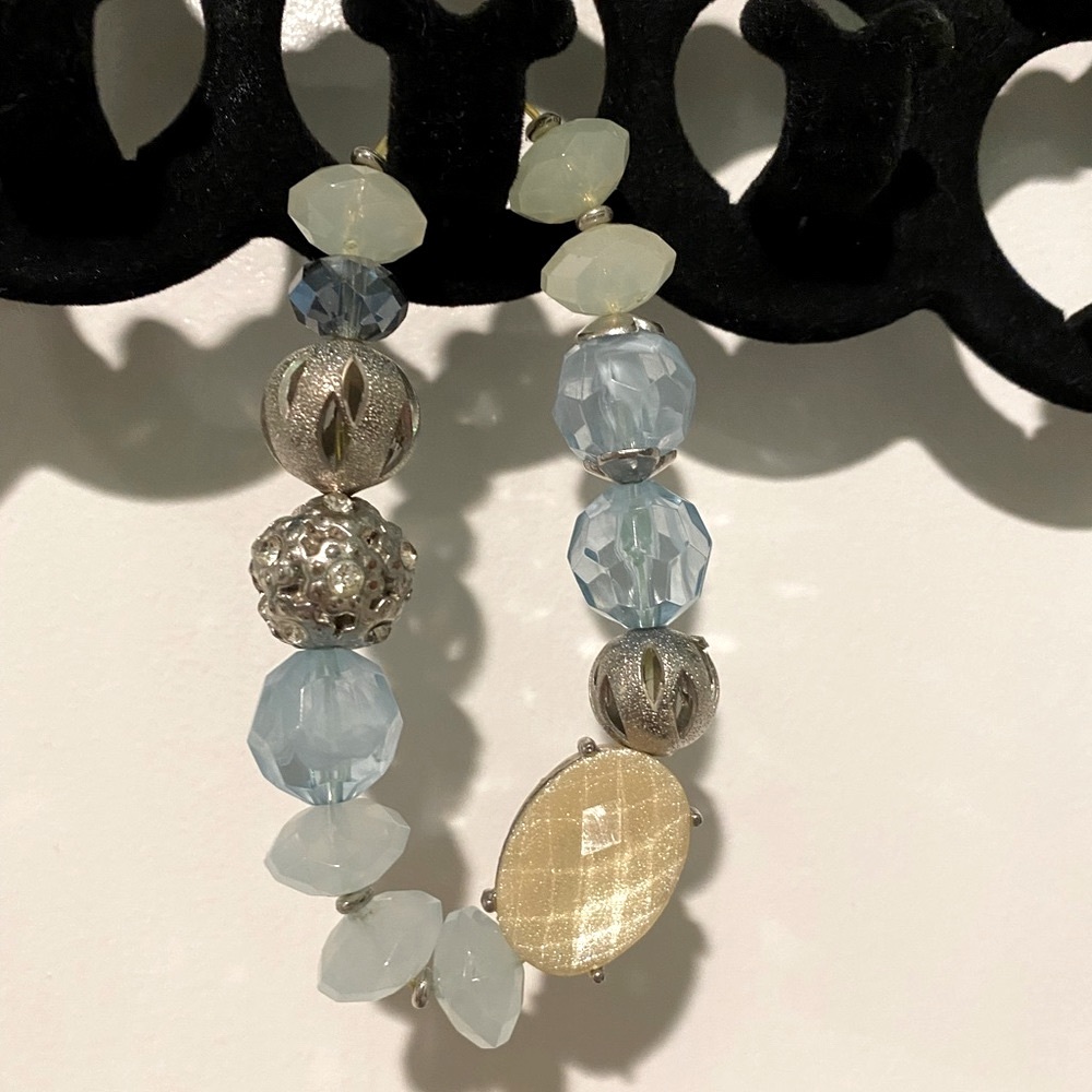 Blue Crystal Rock Statement Stretch Bracelet New … - image 3